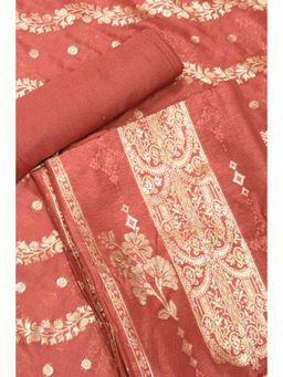 Biba - Brown Solid/Plain Unstitched Kurta & Bottom with Dupatta