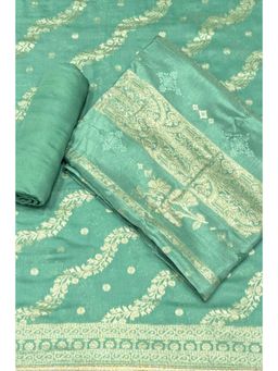 Biba - Turquoise Woven Unstitched Kurta & Bottom with Dupatta