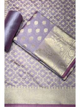 Biba - Purple Woven Zari Unstitched Kurta & Bottom with Dupatta