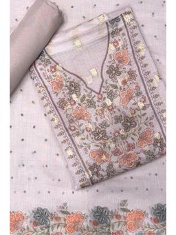 Biba - Purple Embroidered Unstitched Kurta & Bottom with Dupatta