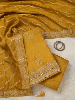 Koskii - Mustard Embellished/Sequined Unstitched Kurta & Bottom with Dupatta