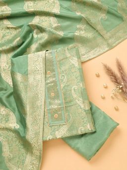 Koskii - Green Paisley Unstitched Kurta & Bottom with Dupatta