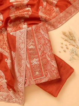 Koskii - Rust Paisley Unstitched Kurta & Bottom with Dupatta