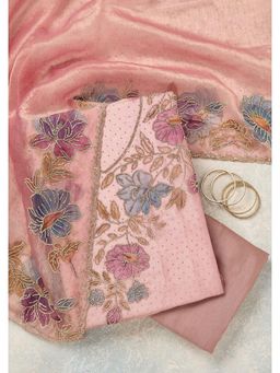 Koskii - Pink Embellished/Sequined Unstitched Kurta & Bottom with Dupatta