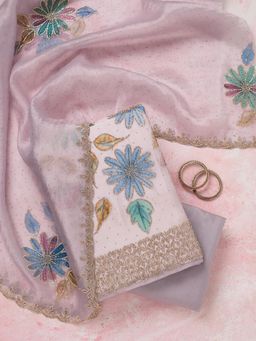 Koskii - Lavender Embellished/Sequined Unstitched Kurta & Bottom with Dupatta
