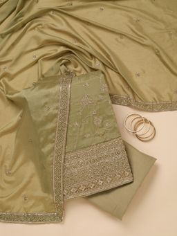 Koskii - Green Embroidered Unstitched Kurta & Bottom with Dupatta