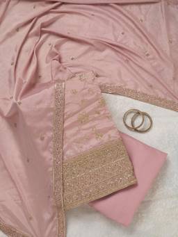 Koskii - Lavender Embroidered Unstitched Kurta & Bottom with Dupatta