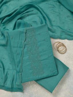 Koskii - Blue Embroidered Thread Work Unstitched Kurta & Bottom with Dupatta