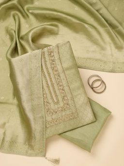 Koskii - Green Embellished/Sequined Unstitched Kurta & Bottom with Dupatta