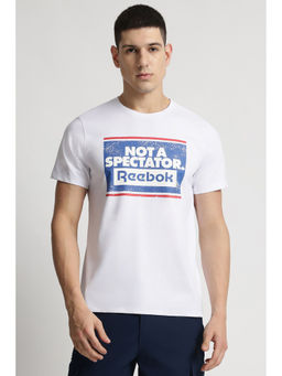 Reebok - Men White Printed T-Shirt