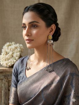 Designbox - Boho Oxidised Dangler Yellow Earrings