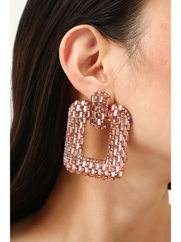 MINJI AND CO. - Rose Gold Square Earrings With Elegant Design