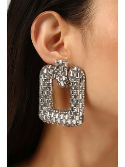 MINJI AND CO. - Gold Tone Silver Square Earrings With Elegant Design
