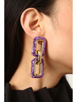 MINJI AND CO. - Gold Tone Twin Frame Earrings With Elegant Design