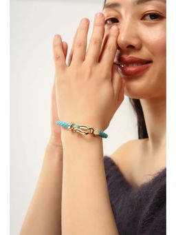 MINJI AND CO. - Gold Plated Blue Openable Bracelet With Elegant Finish