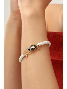 MINJI AND CO. - Gold Plated Snake White Openable Bracelet With Elegant Finish