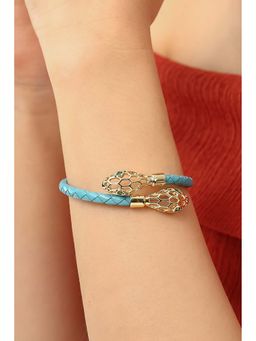 MINJI AND CO. - Gold Plated Snake Blue Adjustable Bracelet With Elegant Finish
