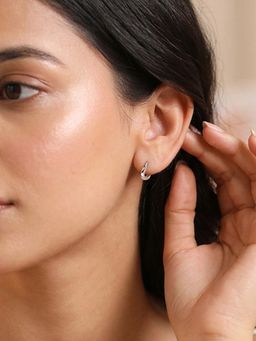Ornate Jewels - 925 Silver Rhodium Plated Heartfelt Hoops
