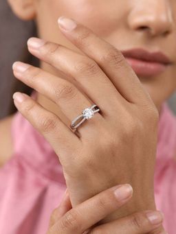 Ornate Jewels - 925 Silver Rhodium Plated American Diamond Celestial Sparkle Ring