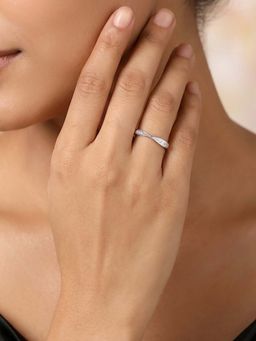 Ornate Jewels - 925 Silver American Diamond Infinity Sparkle Band Ring