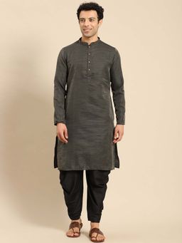 Amodh by Kisah - Men Charcoal Grey Kurta (Set of 2)