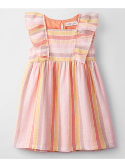 Beebay - Multi-Color Pastel Stripe Frill Lined Dressss