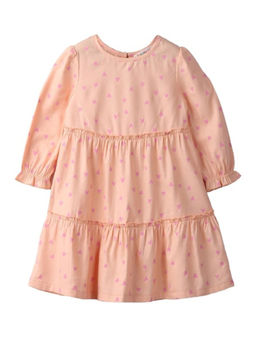Beebay - Cotton Blend Heart Print Tie Dress-Peach