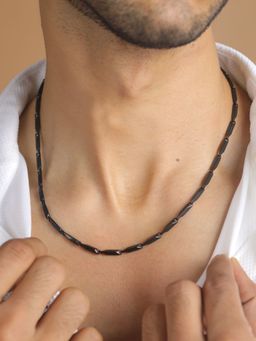 Priyaasi - Black Cuboids Link Chain for Men