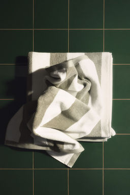 H&M - Green Striped Hand Towel