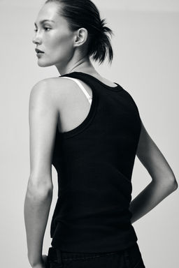 H&M - Women Black Ribbed Vest Top