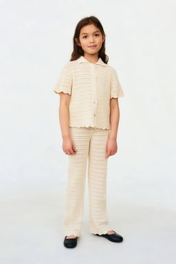 H&M - Girls Beige 2-Piece Pointelle-Knit Cotton Set