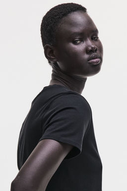 H&M - Women Black Cotton T-Shirt