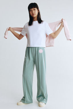 H&M - Girls Green Wide-Leg Track Pants