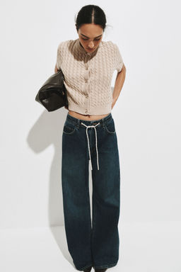 H&M - Women Beige Cable-Knit Cardigan