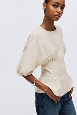 H&M - Women Beige Waisted Blouse