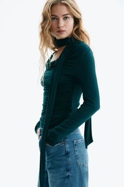 H&M - Women Green Draped Scarf-Detail Top