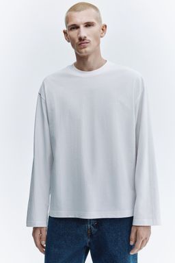H&M - Men White Oversized Fit Long-Sleeved Jersey Top
