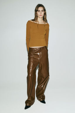 H&M - Women Brown Off-The-Shoulder Top