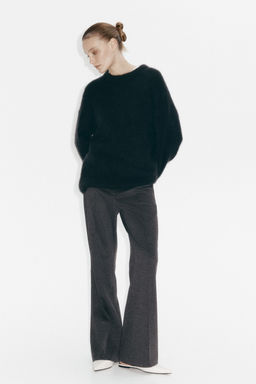 H&M - Women Grey Bootcut Crease-Front Trousers