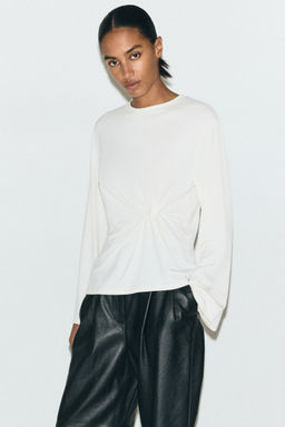 H&M - Women Beige Twist-Detail Top