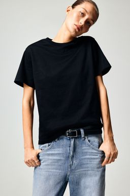 H&M - Women Black Cotton T-Shirt
