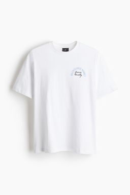 H&M - Men White Loose Fit Printed T-Shirt