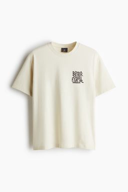 H&M - Men Beige Loose Fit Printed T-Shirt