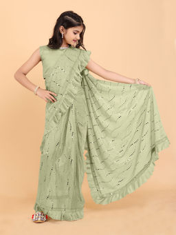 Shrithi Fashion Fab - New Designer Saree Piece Green with Unstitched Blouse
