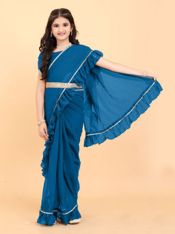 Shrithi Fashion Fab - Stylish Belt Included Saree with Unstitched Blouse