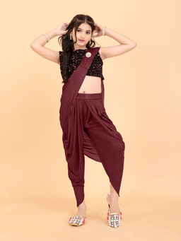 Shrithi Fashion Fab - Kid Dhoti Pre Stitched Saree with Unstitched Blouse