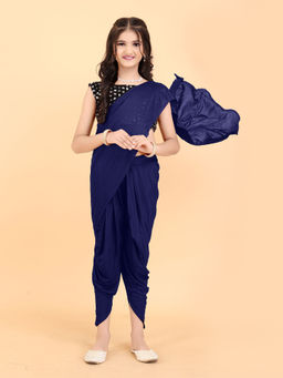Shrithi Fashion Fab - Kid Dhoti Pre Stitched Saree with Unstitched Blouse