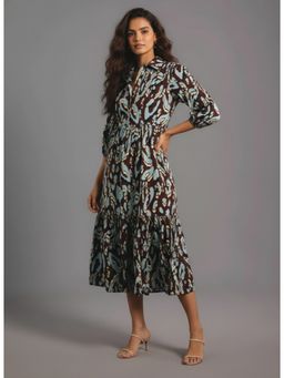 Twenty Dresses by Nykaa Fashion - Rayon Blend Abstract Maroon Dress