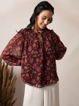 Maroon ruffle top Clearance