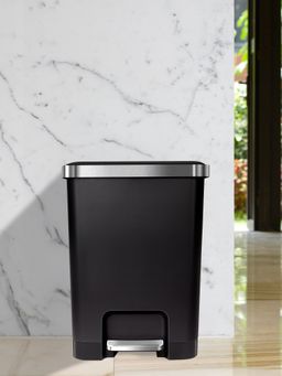 OBSESSIONS - Black Plastic Step Dustbin with Fingerprint Resistant (35 L)